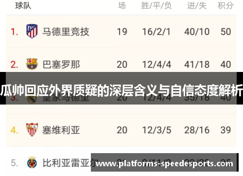 瓜帅回应外界质疑的深层含义与自信态度解析
