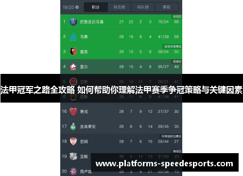 法甲冠军之路全攻略 如何帮助你理解法甲赛季争冠策略与关键因素